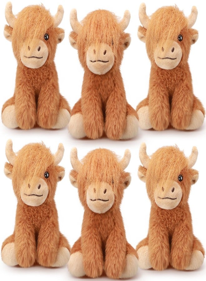 Blueweenly 6 Pcs Highland Cows Stuffed Animal 6 Inch Realistic Scottish Stuffed Highland Cow Cattle Plush Toys Fluffy Animal Decor for Stress Relief Boys Girls Birthday Favors Gifts Forest Party Decor - Image 1